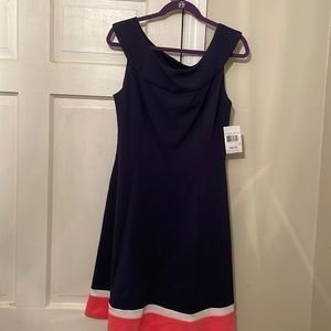 Navy Blue white and pink dress